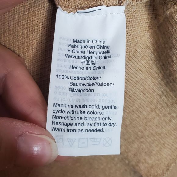 J. Crew Mercantile 100% Cotton Pique Thermal Crewneck Sweater Size Large Tan - Picture 5 of 7